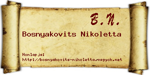 Bosnyakovits Nikoletta névjegykártya