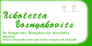 nikoletta bosnyakovits business card